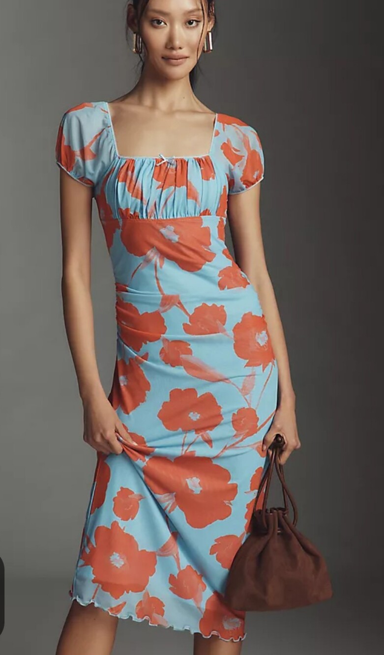 Anthropologie Maeve Puff Sleeve Flower Puff Sleeve Dress * Small *NWT